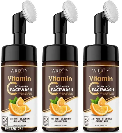 Brightening Vitamin C Foaming Face Wash With Built-In Face Cleanser Brush For Deep Cleansing Pack Of 3-thumb0