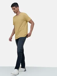 Rad prix Men Beige Cotton V-Neck T-Shirt-thumb1