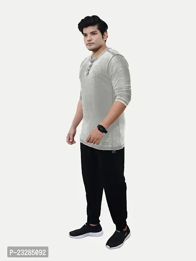 Rad prix Men Light Grey Cotton Casual Loose T-Shirt-thumb2