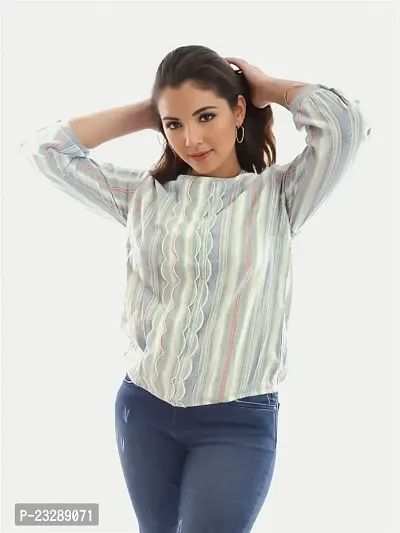 Women Blue And White Striped Top