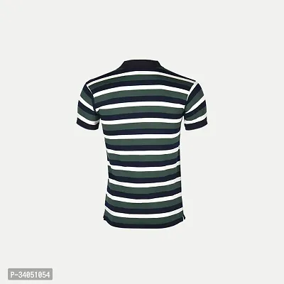 Stylish Black Striped Cotton Polos For Men-thumb4