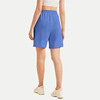 Womens Navy  Solid  Shorts-thumb3