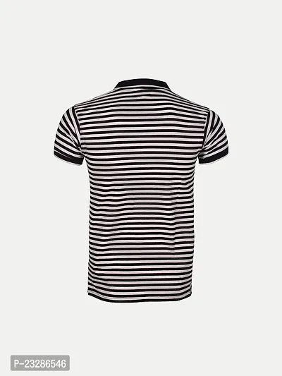 Mens Black Fashion Striped Cotton Polo T-Shirt-thumb4