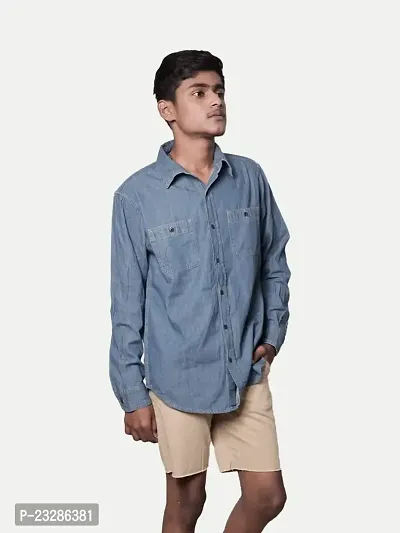 Rad prix Mens Stone Blue Washed Full Sleeves Denim Shirt