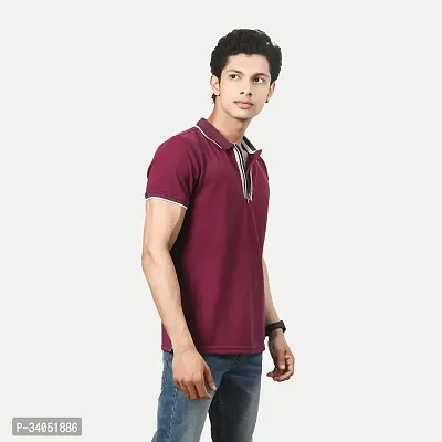 Stylish Maroon Cotton Blend T-Shirt For Men-thumb2