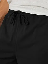 Mens Black Solid Knitted Casual Shorts-thumb1