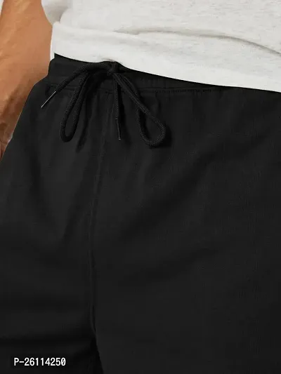 Mens Black Solid Knitted Casual Shorts-thumb2