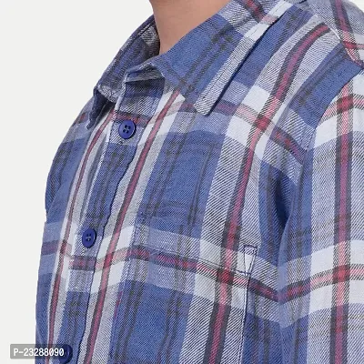 Rad prix Teen Boys Blue Tartan Checked Cotton Shirt-thumb5