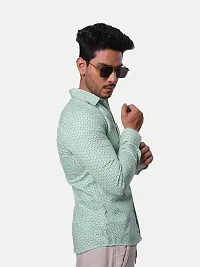 Rad Prix Men Light Green Printed Cotton Casual Shirt-thumb3