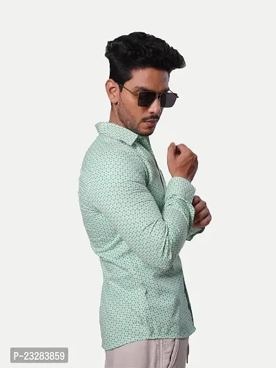 Rad Prix Men Light Green Printed Cotton Casual Shirt-thumb4