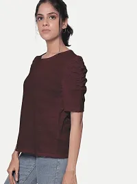 Women Basic Marroon T-Shirt-thumb2