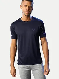 Rad prix Men Navy Polyester Active Crew Neck T-Shirt-thumb3