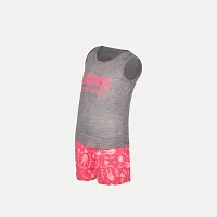 Rad prix Girls Grey Printed Tank Top with Shorts Set-thumb1