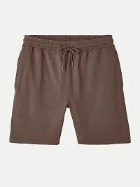 Mens Coffee Brown Solid Knitted Casual Shorts-thumb4