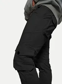 Rad prix Men Black Elasticated Cotton Cargo Joggers-thumb2