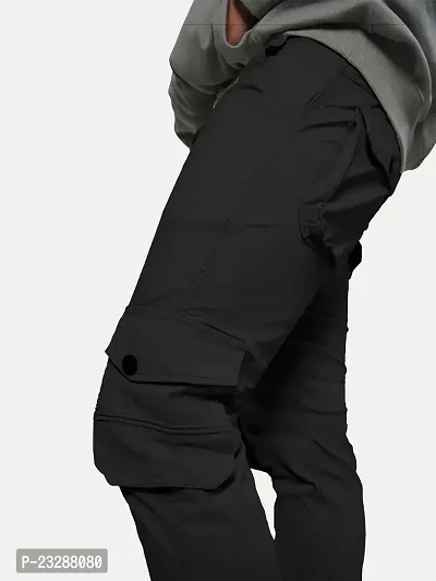 Rad prix Men Black Elasticated Cotton Cargo Joggers-thumb3