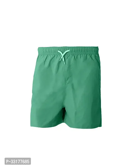 Elegant Green Cotton Solid Shorts For Boys