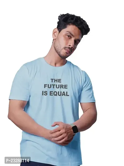 Rad prix Men Light Blue Printed The Future is Equal T-Shirt