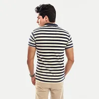 Stylish Blue Striped Cotton Polos For Men-thumb3