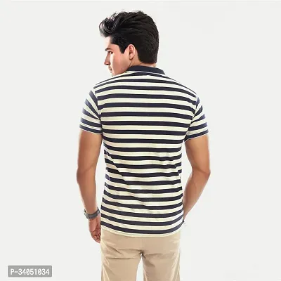 Stylish Blue Striped Cotton Polos For Men-thumb4