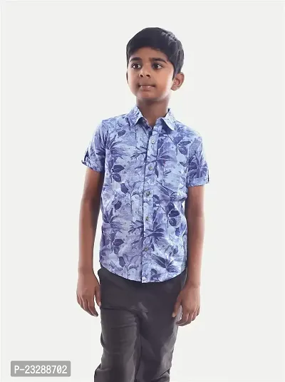 Rad prix Teen Boys Tropical Blue Printed Casual Shirt
