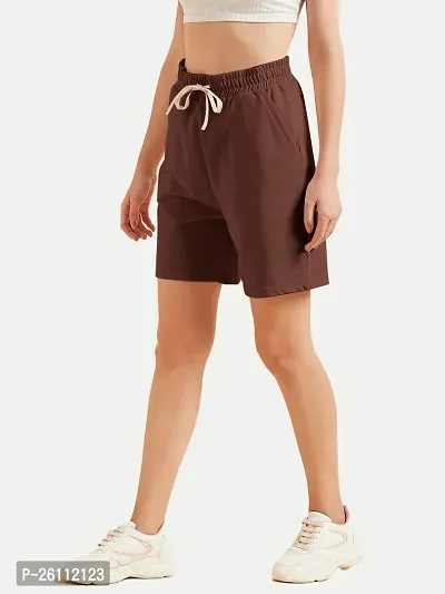 Womens Wine Solid  Shorts-thumb3