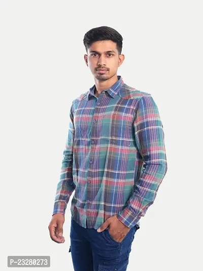 Rad prix Men Green Checkered Casual Cotton Shirt-thumb3