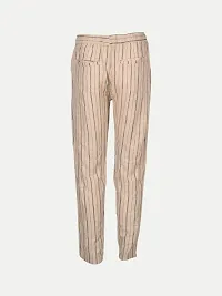 Rad prix Men Striped Cotton Beige Chinos Trousers-thumb3