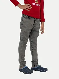 Teen Boys Regular Fit Charcoal Denim Pants-thumb1