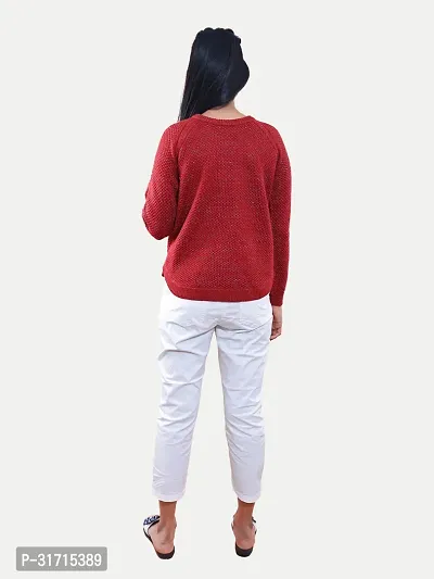 Women Red Lurex Pullover-thumb2