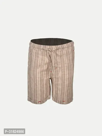 Boys Pin Stripe Beige Cotton  Shorts-thumb0