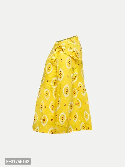 Teen Girls Yellow With Red Printed Dress-thumb3