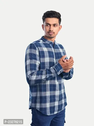 Rad prix Men Navy Checked Regular Fit Casual Cotton Shirt-thumb3