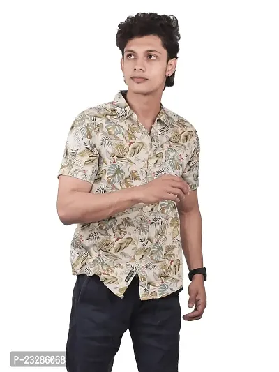 Rad prix Men Casual Off White Abstract Printed Cotton Shirt