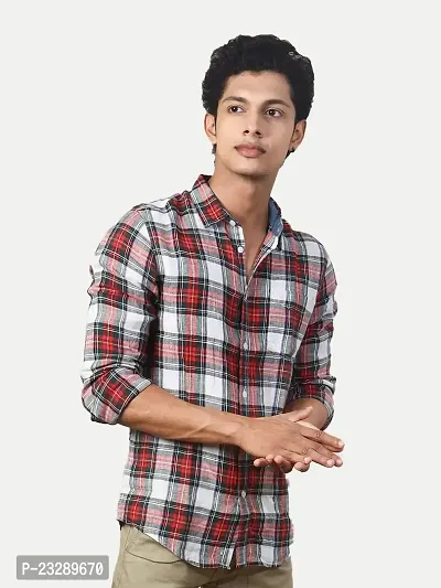 Rad prix Men Red Checked Regular Fit Casual Cotton Shirt-thumb2