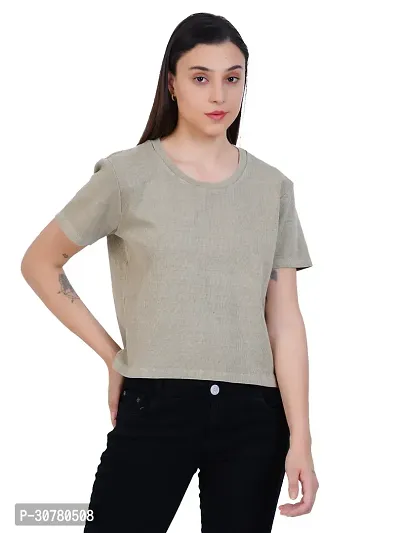 Womens Garment dye knit Sage Green Ribbed Top-thumb0