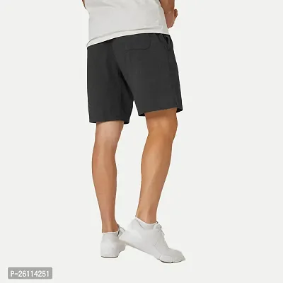 Mens Charcoal Solid Knitted Casual Shorts-thumb4