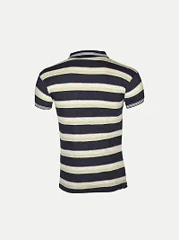 Mens Black Fashion Striped Cotton Polo T-Shirt-thumb3