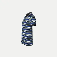 Stylish Blue Striped Cotton Polos For Men-thumb1