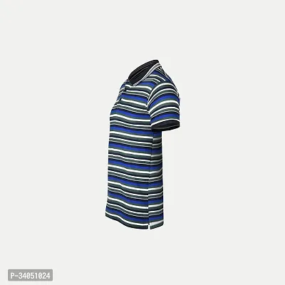 Stylish Blue Striped Cotton Polos For Men-thumb2