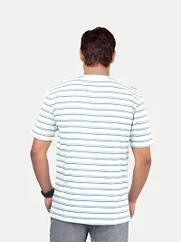 Men Green and Dark Blue Stripped Cotton Casual T-Shirt-thumb3