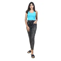 Radpriax Women Black Washed Denim Pants-thumb2