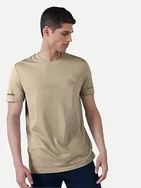 Rad prix Men Beige Polyester Active Crew Neck T-Shirt-thumb1