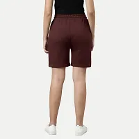 Womens Maroon Solid Knitted Casual Shorts-thumb4