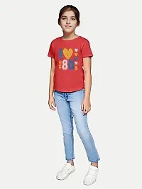 Stylish Red Cotton T-shirt For Girls-thumb2