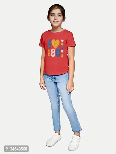 Stylish Red Cotton T-shirt For Girls-thumb3