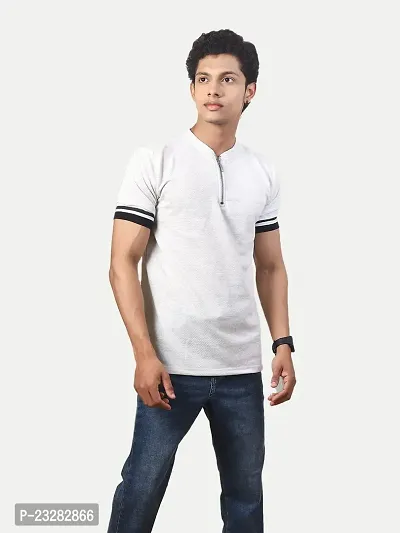 Rad prix Men Solid Tees Henley Neck- Ecru Colour-thumb4