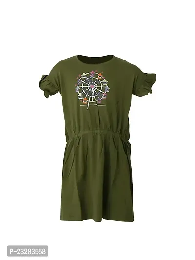 Rad prix Girls Olive Printed Casual Dress