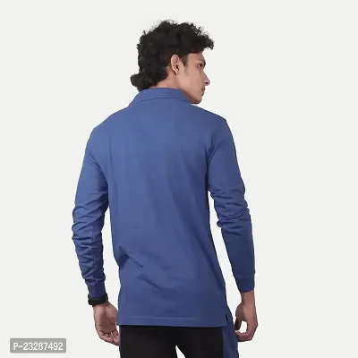Rad prix Men Solid Light Blue Full Sleeve Polo T-Shirt-thumb4