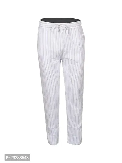 Rad prix Men Striped Cotton White Chinos Trousers